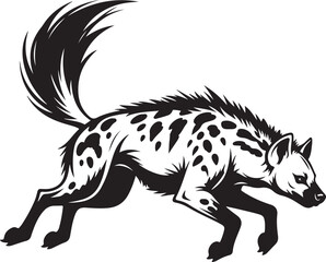 Stylized Black and White Hyena in Motion spotted hyena