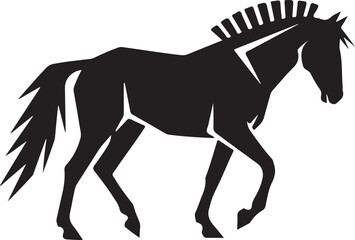 Stylized black silhouette of a horse walking Keywords: horse, silhouette, black, animal, mammal