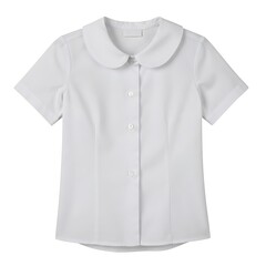 white blouse with peter pan collar, girls' school uniform shirt, isolated on white background