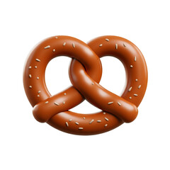 Cartoon Brown Pretzel with Salt Sprinkles Isolated on Transparent Background