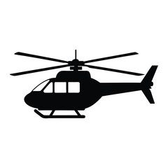 Top view silhouette of a police helicopter in flight vector design