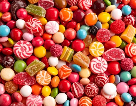 Colorful assortment of various candies