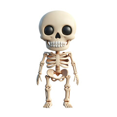 Cartoon Skeleton Illustration Standing Tall on Transparent Backdrop Spooky Yet Cute Depiction Of Human Bones Halloween Theme Design Element