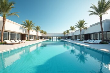 Fototapeta premium Luxury Resort Pool with Reflections Aerial View HD Background