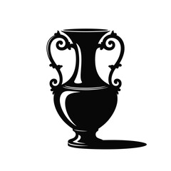 Classic black silhouette of an ancient greek amphora vase