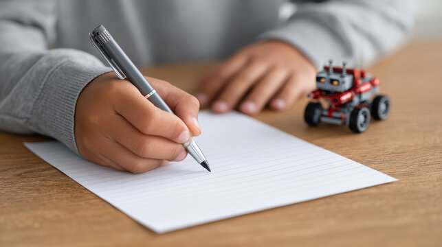 Stem education event for preschoolers child testing drawing robot in classroom environment fun learning concept