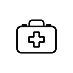 Simple outline icon of a medical first aid kit with cross