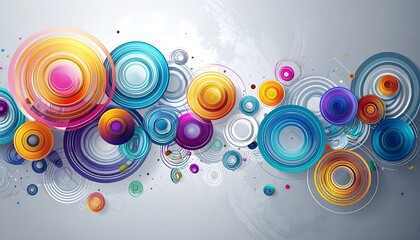 Abstract graphic design with layered circles in vibrant colors