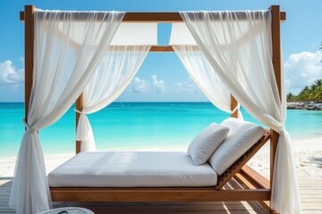 Luxury Beachfront Daybed Elegant Resort Setting HDR Vacation