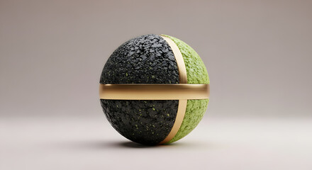 Textured Globe with Gold Accents Abstract Rendering