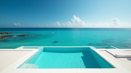Fototapeta premium Infinity Pool Edge Merging with Ocean Horizon at Luxury Resort HD