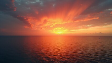 Obraz premium Golden Hour Sunset Over Ocean Horizon Professional Landscape Photography HD