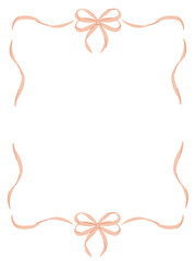 Delicate frame with pink bows in a simple flat style