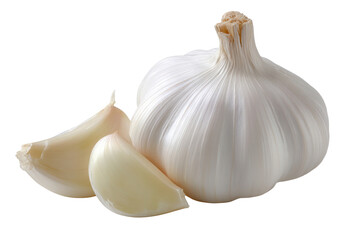 Fresh Garlic: A close-up shot of a bulb of fresh garlic and some cloves, showcasing its natural freshness and culinary versatility.