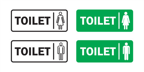 Vector icons for WC toilet signs showing men and women symbols for public bathroom service information