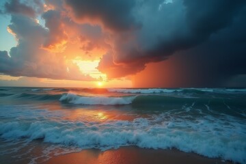 Dramatic Sunset with Clearing Storm HDR Seascape Batch6 img1