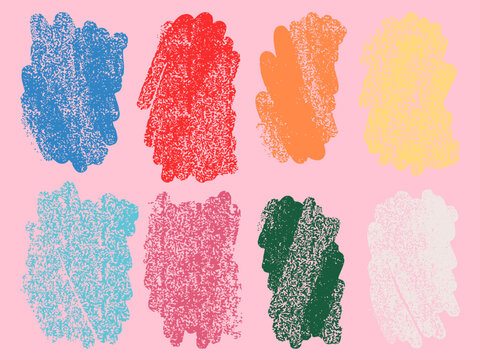 Multicolor Rough Roller Stamp Ink Collection Set. Distress  Street Art with Grunge Urban Texture on Pink Background