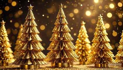 Golden Christmas Trees