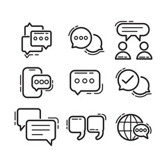Communication line icons set. Speech bubble, chat, message. Vector illustration