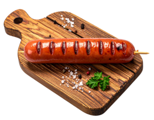 Rustic BBQ Sausage on Stick with Summer Picnic Elements, White Background