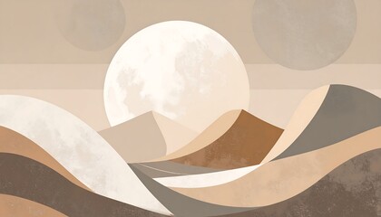 Abstract desert landscape with celestial bodies