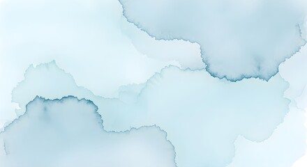 Soft blue watercolor washes create abstract organic cloud like shapes against a pale