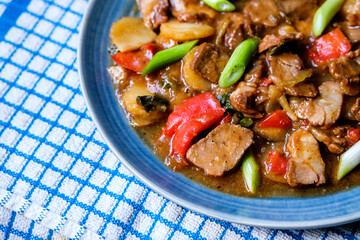 Chinese Style Pork Char Siu In A Hoisin and Ginger Sauce With Vegetables