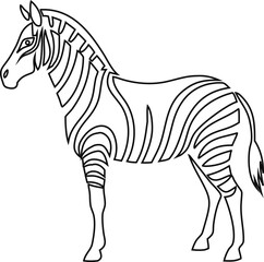 Zebra line icon in vector illustration. Clean outline animal symbol for logos, web, or print design.