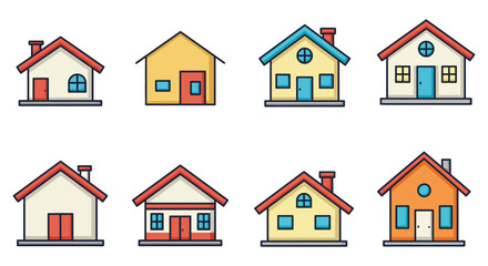 colorful houses arranged neatly in two rows