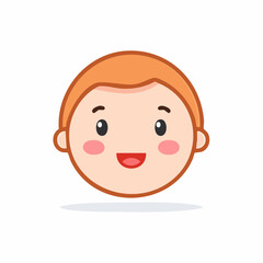 Obraz premium Cute happy boy cartoon face smiling joyful expression vector graphic illustration