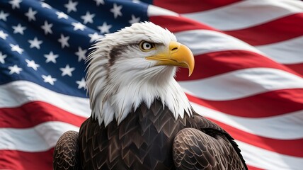 Majestic Bald Eagle Against the American Flag
