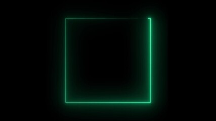 Glowing Neon Green Square Frame Border Abstract Background Animation Futuristic Digital Overlay Element - Powered by Adobe
