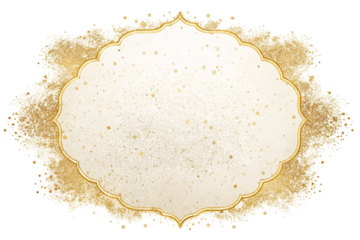 Photo of an elegant golden frame with a decorative border isolated on a transparent background