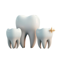 White Teeth in Transparent Background 3D Render for Dental Care Concept with Gold Sparkles Healthy Smile and Good Oral Hygiene