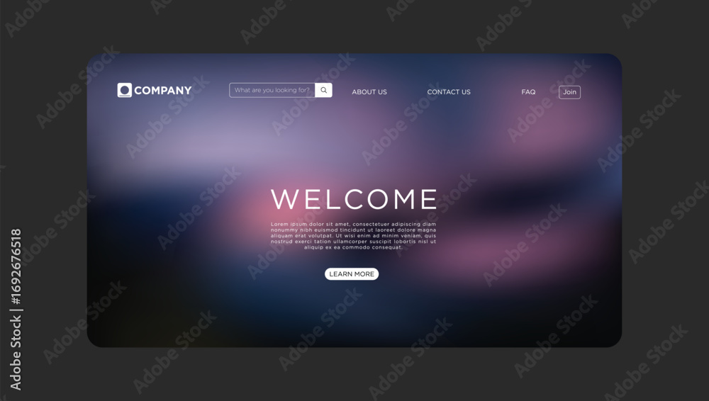 Wall mural modern website welcome page with elegant design and call to action for user engagement