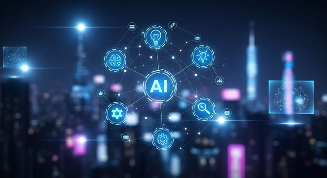 Ai artificial intelligence technology innovation digital transformation future concept network city