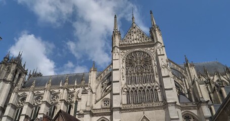 The Notre Dame cathedral,. The occidental side  facade. Amiens, Somme department, France