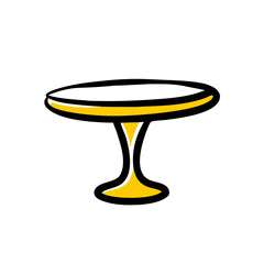 A cartoon-style image of a yellow pedestal table, suitable for a blog post about interior design, furniture, or home decor.

