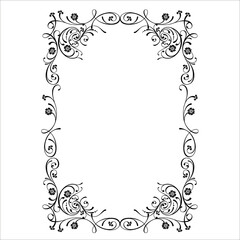 Vintage Ornamental Frame – Elegant Black Vector Border on a white background, JPG, 300 DPI