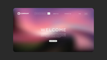 Elegant website welcome page design with blurred background for modern business branding