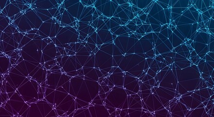 Abstract network of glowing nodes and interconnected lines on a dark gradient