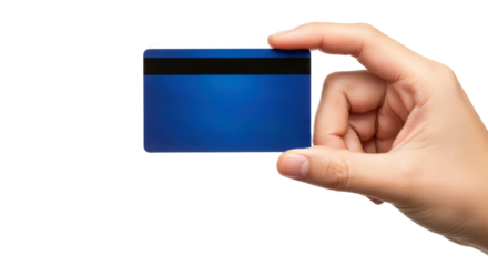 presenting your new blue credit card secure online banking access, isolated on transparent background