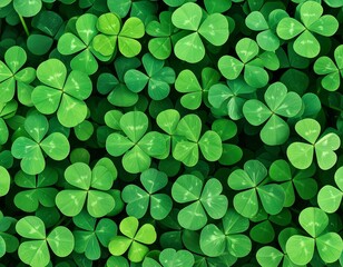Close-up of many vibrant green clover leaves (1)