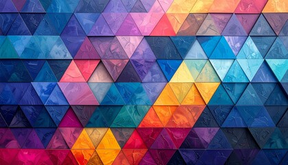Pattern of layered triangles with vivid color gradients geometric sharp artistic abstract background
