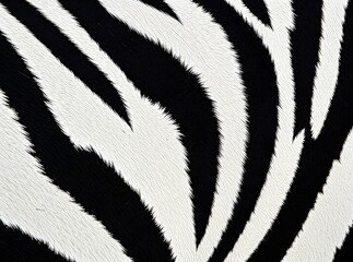 Zebra Black and White Stripe Fur Detail