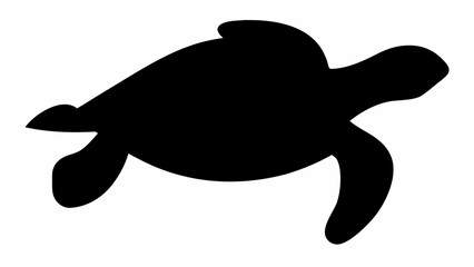 Silhouette of a sea turtle swimming with its flippers visible against a white background in a simple style © Sidra