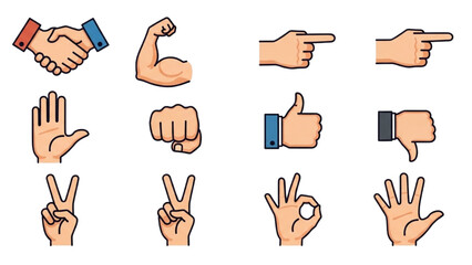 Hand Emoji Vector Set | Gestures, Stickers, Emoticons, Fingers and Symbols Collection