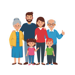 Group of happy family, Family gathering of diverse generations standing together in unity at a casual outdoor setting during daytime