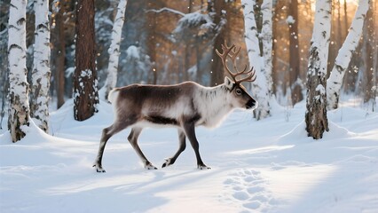 겨울숲을걷는루돌프순록