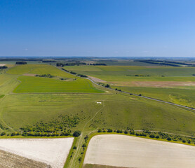 Aerial view of Pewsey White Horse, Chalk Hill Figure, Wiltshire, England, UK